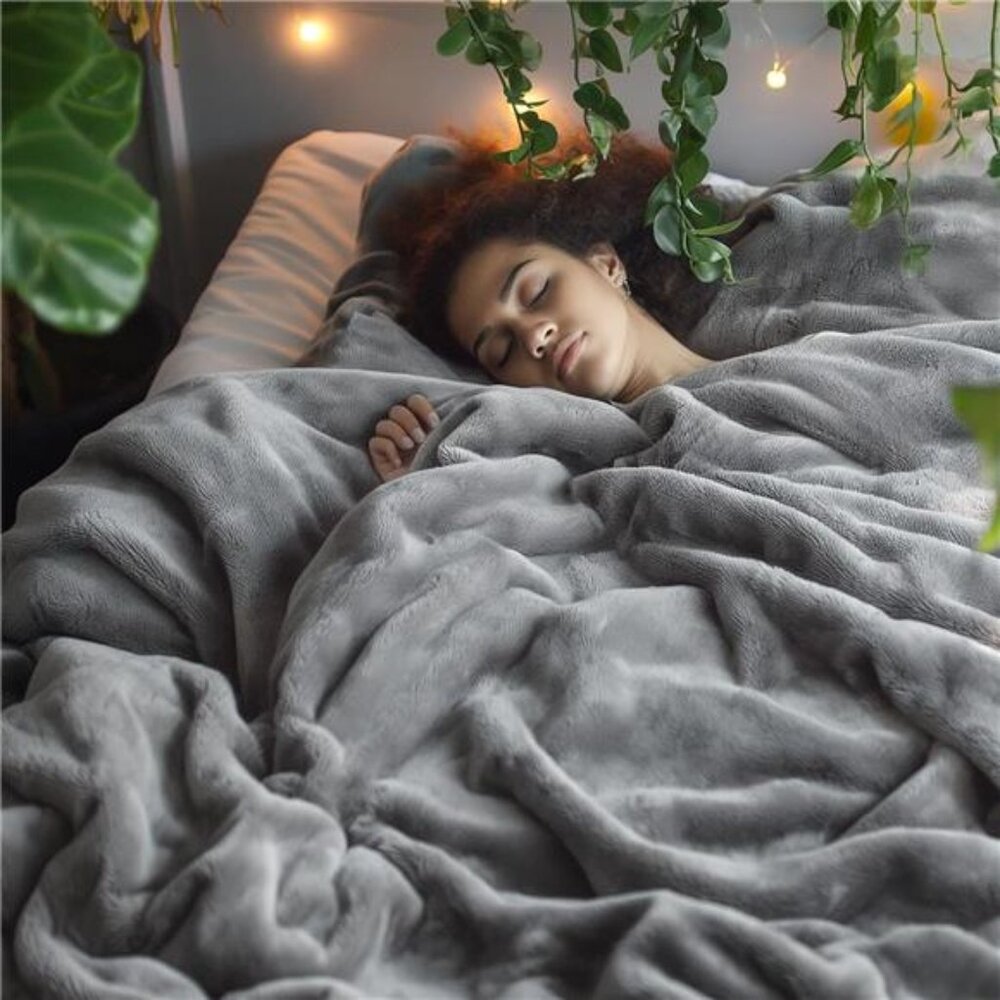 Bedsure Fleece Bed Blankets Queen Size Grey - Soft Lightweight Plush